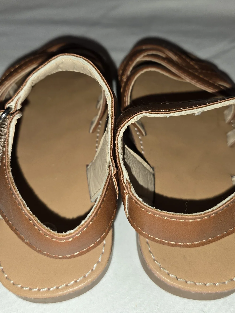 Kids Brown Strappy Sandals with Hook-and-Loop Ankle Strap